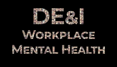 DE&I Mental Health message on black background 